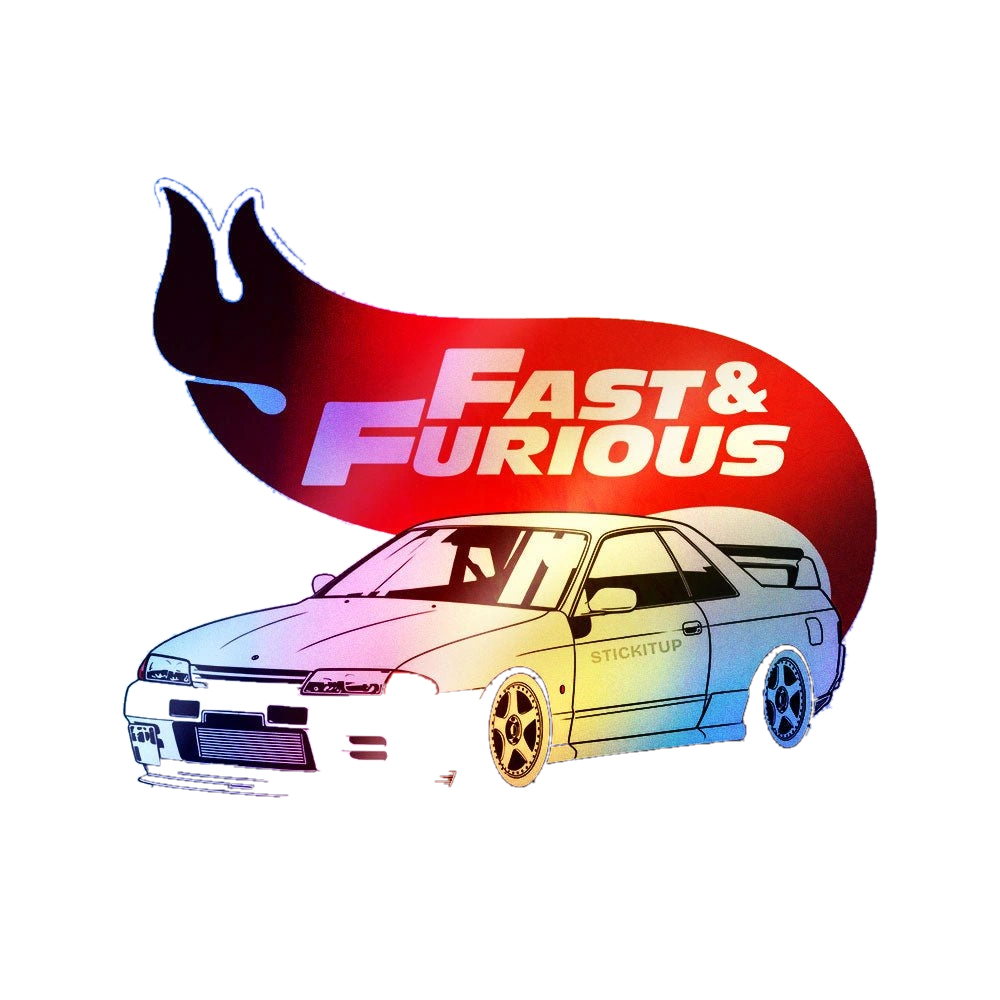 Fast Racing Car Red Holographic Stickers